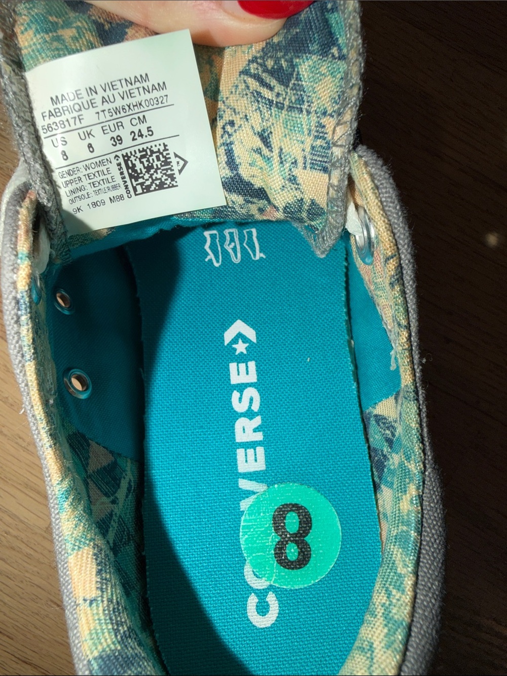 Converse Gray Low Top Sneakers with Teal Accents - Picture 5 of 7